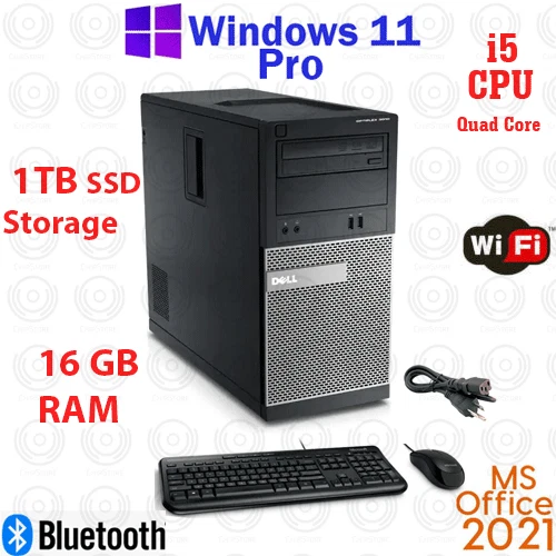 Window 11 Dell OptiPlex 1TB SSD Core i5 16GB RAM HDMI DP WiFi Desktop Computer - Image 1 of 4