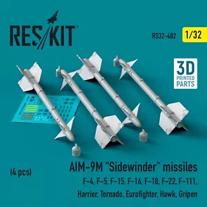 AIM-9M misiles Sidewinder 4 piezas escala 1:32 ResKit RS32-0482 para kit modelo de plástico - Imagen 1 de 3