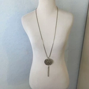Medallion Chain Fringe Dangle Necklace - Picture 1 of 9