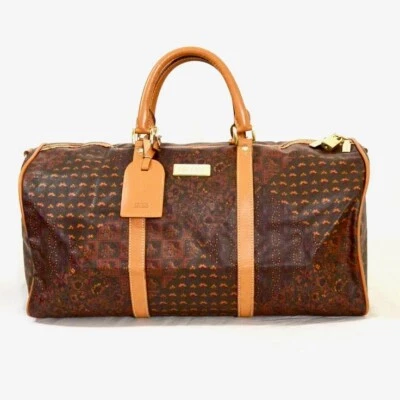 Bolso de Lona de Viaje ESCADA Recubierto Lona Cuero Borde Enorme De Colección Durante la Noche  Foto 1 de 4