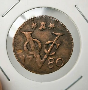 1780 Dutch Netherlands Voc 1 Duit New York Penny Zeeland Rare Date Coin_O88 - Picture 1 of 4