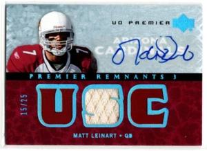 2007 UD Premier Football Remnants Matt Leinart JERSEY AUTO CARDINALS 15/25 - Picture 1 of 1
