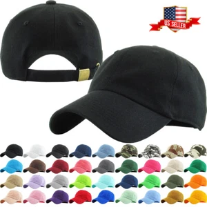 Cotton Cap Baseball Caps Hat Adjustable Polo Style Washed Plain Solid Visor - Picture 1 of 254
