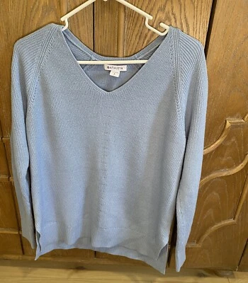 Suéter Athleta Hanover Cuello en V Mezcla de Lana Merino Tejido de Gran Tamaño Azul Talla S Foto 1 de 4