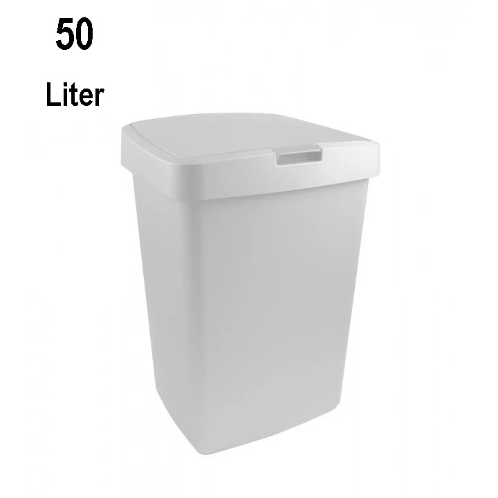 Sunware Delta Klappdeckeleimer- mit Haltering - 50 Liter - 39,7x34,5x60 cm- weiß