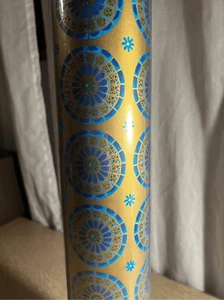 Vintage Christmas Wrapping Paper-American Greetings-NEW Blue/Gold 120 Sq Ft - Picture 1 of 7