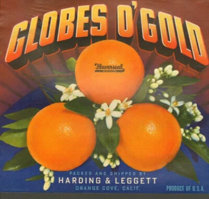 *Original* GLOBES 'O GOLD Orange Cove Crate Blossoms Label NOT A COPY!! - Foto 1 di 1