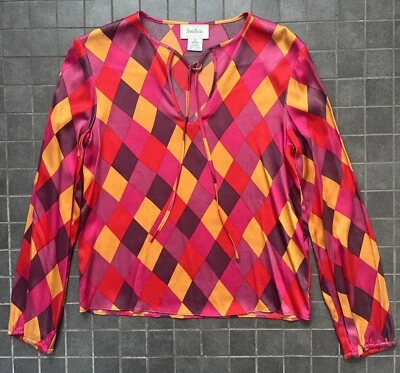 Blusa de seda exclusiva de Neiman Marcus para mujer talla 4 mangas largas corbatas para el cuello Foto 1 de 4