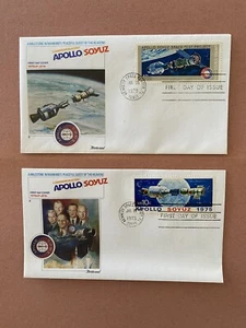 2 FDC 1975 Apollo Soyuz Space Test Project Fleetwood  Cachet - Picture 1 of 1