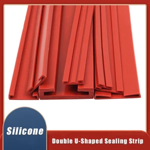 Double U-Shaped Silicone Sealing Strip Gasket Edging Trim Edge Protector Seals - Picture 1 of 18
