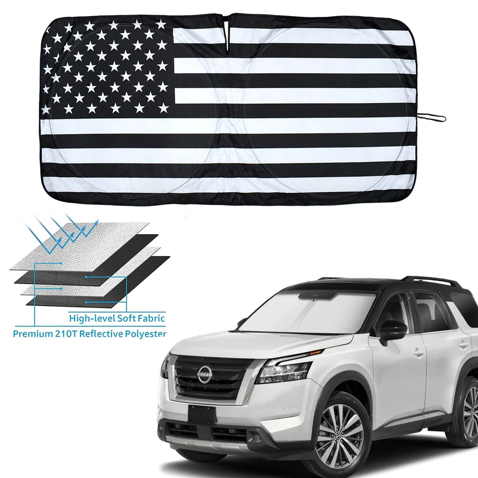 Parabrisas de coche con bandera de Estados Unidos grande bloque UV para Nissan Pathfinder 2015-2024 Foto 1 de 4