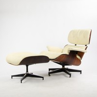 RARE 1960's Vintage Herman Miller Eames Lounge Chair & Ottoman 670 671 Ivory 2