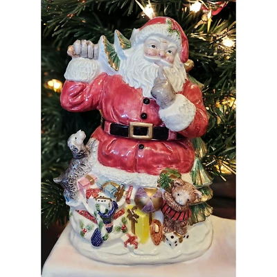 Fitz and Floyd TOYLAND SANTA COOKIE JAR 2070/106 Vintage Retired 12" Omnibus - Image 1 of 4