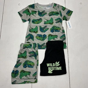 Carters Gray & Black Dinosaur Print Pajama Shorts Set Boys Size 5 NEW - Picture 1 of 14