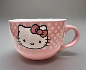NEU Hello Kitty Rosa mit weißen Tupfen Groß 24 Unzen Keramik Kaffee/Suppentasse - Bild 1 von 14
