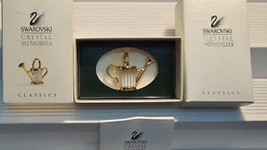SWAROVSKI~Crystal Memories~**MINIATURE WATERING CAN GOLD ACCENTS**~Box~COA - Picture 1 of 9