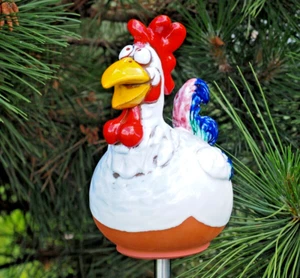 Ceramic Garden Ball Yard Decoration Animal Figurine Rooster 21cm Midene Handmade - Picture 1 of 15