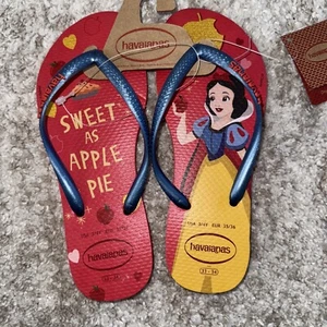 NWT Havaianas Disney Snow White Toddler Flip Flops Girls 3/4 Sandals Girls New - Picture 1 of 6