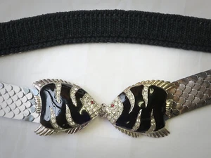 Gürtel mit zweiteiliger  Schließe, Simili-Steine, zwei Fische - Picture 1 of 4