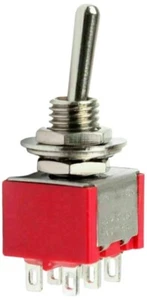 Mini DPDT Toggle Switch ON-ON with 6-Pin Solder Lug Termination, 6A @ 125V AC - Picture 1 of 4