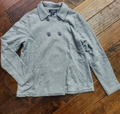 Land's End UNIFORM Girl's French Terry Peacoat-Pewter Heather-(X-LARGE 16)NWOT - Image 1 of 4