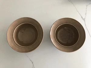 Pottery Barn Cambria Mushroom (Taupe/Tan) Soup Cereal Rimmed Bowls Set Of Two - Picture 1 of 8