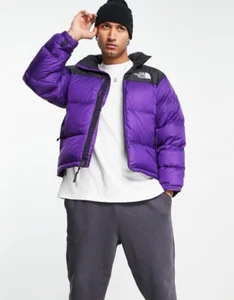 The North Face Men's Retro Nuptse Puffer Jacket Purple & Black Size M - Picture 1 of 14