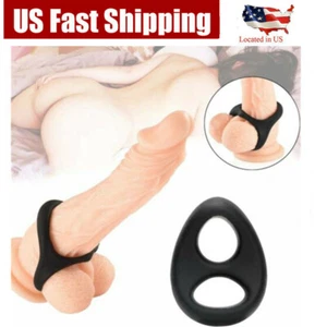 Men Sex Toy Double Cock Ring Ball Strap Get Hard Last Longer Penis Ring Enlarger - Picture 1 of 6