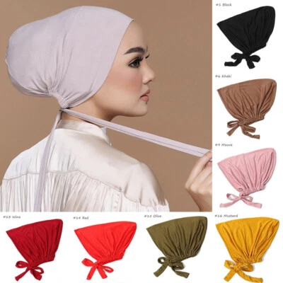 Inner Hijab Under Cap Chemo Scarf Shawl Islamic Muslim Girl Head Cover Elastic - Image 1 of 4