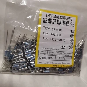 10p 172°C Celsius Grad SF169E SEFUSE Cutoffs NEC Thermosicherung 10A 250V 341,6°F - Bild 1 von 1