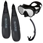 Bare Sport Mask & Predator Fins & IST Foldable Snorkel Freediving SET Small 6-7