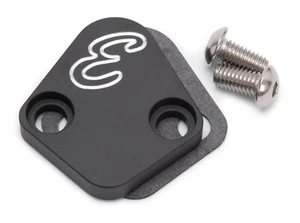 Edelbrock 4021 Fuel Pump Block-Off Plate BBC Big Block Chevy Billet Aluminum Blk - Picture 1 of 3