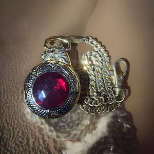 VTG Pocket Watch The Mistress of Fire, 22 Kt Gold/Sterling Silver Accents - Picture 1 of 15