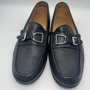 Ralph Lauren Label Black Leather Loafers Sz 10 D Shoes - Picture 1 of 11