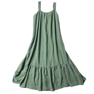 JodiFL 长裙大号卡其色鼠尾草绿色分层波西米亚 Cottagecore 嬉皮海滩 — 第 1/4 张图片