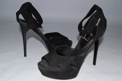 Sandalias de aguja Burberry Prorsum de gamuza con plataforma Padbury zapatos negros talla 39 EUR Foto 1 de 4