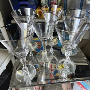 Montclair by Tiffin-Franciscan Platinum Trim Stem Water Goblet, Set of 6 - Picture 1 of 7