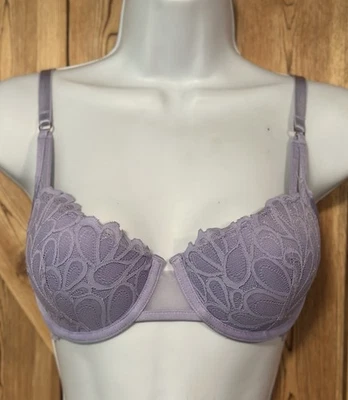 SAVAGE X FENTY Not Sorry Lightly Lined Lace Overlay Bra Lilac Size 32DD EUC! - Image 1 of 4