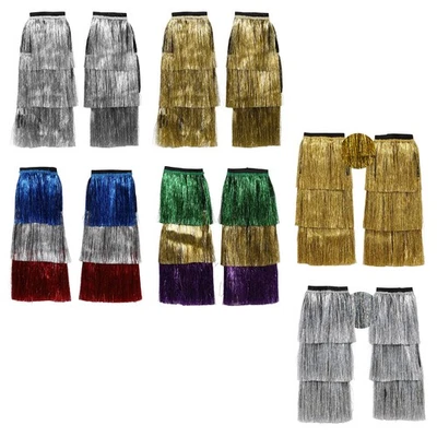 1 par de fundas para piernas de discoteca con flecos cubiertas para botas brillantes festival Halloween carnavales Foto 1 de 3