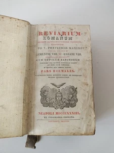 BREVIARIUM ROMANUM NEAPOLI MDCCCXXXIII (1833) LATINO SACRO RELIGIONE - Foto 1 di 9