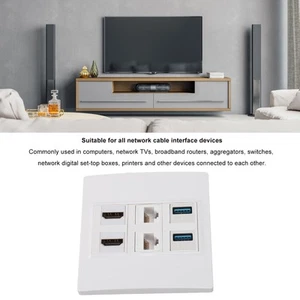 6 Port Multimedia Wall Plate 5Gbps 4K 60HZ HD Multimedia Interface Cat6 RJ45 FY - Afbeelding 1 van 22