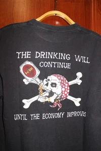 Vintage 'The Drinking Will Continue Until the Economy Improves'  T-shirt - L - Picture 1 of 8