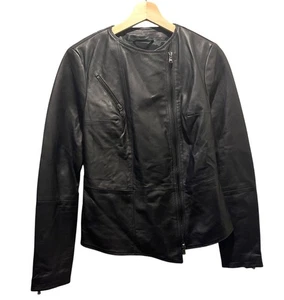 Auténtica Chaqueta De Cuero Negra Italiana De Luxe De Colección Talla Mujer 44 M Cremalleras - Imagen 1 de 12