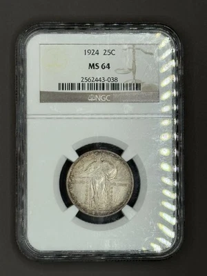 1924 Standing Liberty Quarter CERTIFIED NGC MS 64 Silver 25c - Image 1 of 4