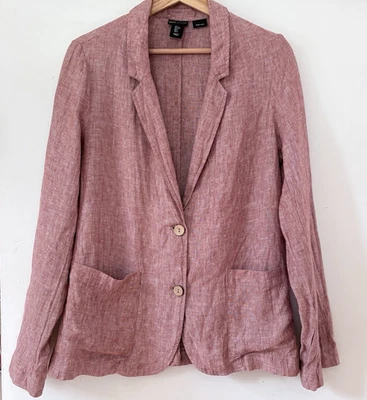 Blazer Jones New York L 100 % lino ligero jersey rosa apagado minimalista Foto 1 de 4