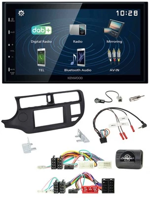 Kenwood 2DIN Bluetooth Lenkrad USB DAB Autoradio für Kia Rio UB 11-15 schwarz - Bild 1 von 4