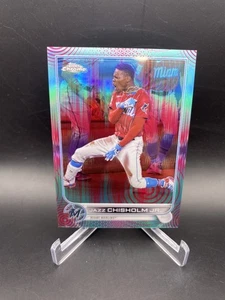 2022 Topps Chrome Sonic Jazz Chisholm Jr Aqua & Pink Sonic Pulse/199 #91 - Imagen 1 de 3