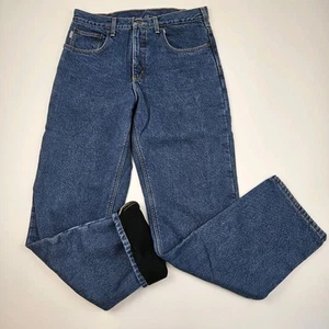 Carhartt Fleece Lined Jeans Men's 32x34 Relaxed-Fit Straight-Leg Denim Dark Wash - Picture 1 of 7