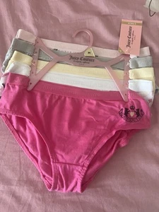 JUICY COUTURE Panty Set 5-Pack GIRLS SIZE Medium Pink Grey Scottie Logo Kids NWT - Picture 1 of 4