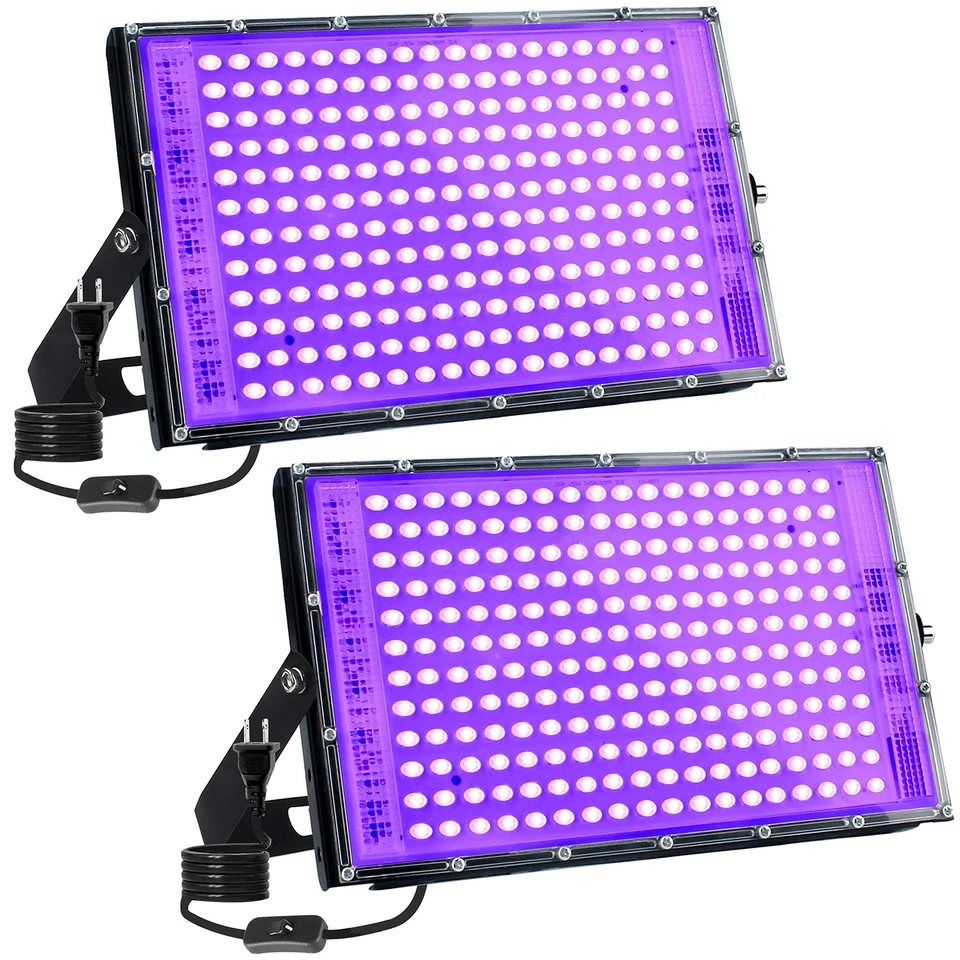2 Pack 150W Waterproof LED Blacklight UV Floodlights for Glow Party, - Image 1 of 4